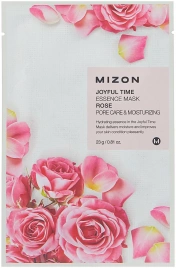 Тканевая маска для лица с экстрактом лепестков розы, 25 мл | MIZON Joyful Time Essence Mask Rose