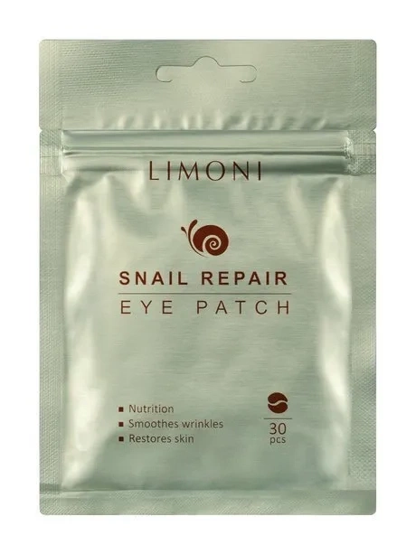 Восстанавливающие тканевые патчи для век с муцином улитки, 30 шт | LIMONI Snail Repair Eye Patch фото 1