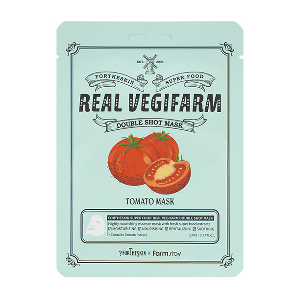 Маска для лица питательная ТОМАТ, 23 мл | FORTHESKIN Super Food Real Vegifarm Double Shot Mask Tomato фото 1