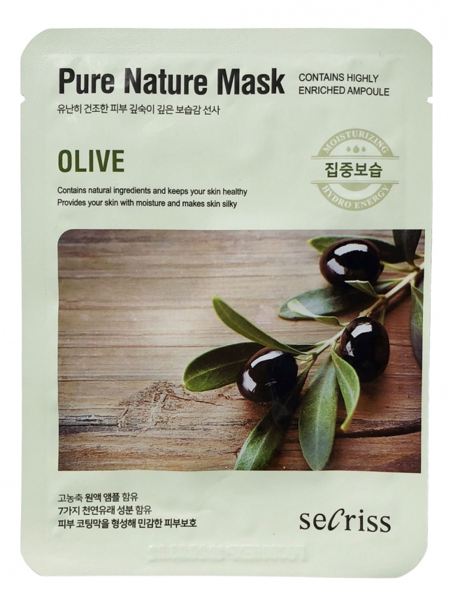 Маска для лица тканевая с оливой, 25 мл | ANSKIN Secriss Pure Nature Mask Pack - Olive фото 1
