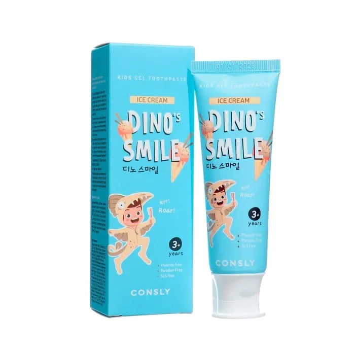 Детская гелевая зубная паста с ксилитом и вкусом пломбира, 60 гр | Consly Dino's Smile Ice Cream фото 1