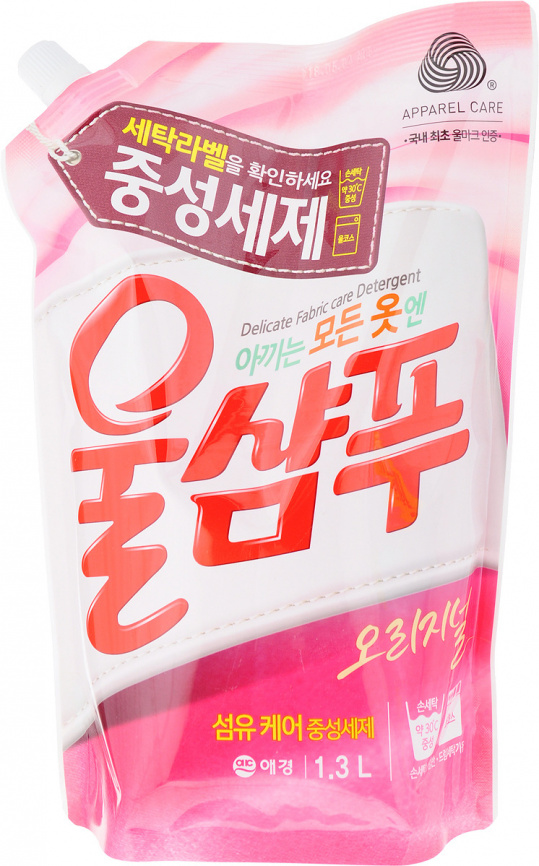 Жидкий порошок оригинальный, мягкая упаковка 1300 мл | Aekyung Wool Shampoo Original фото 1